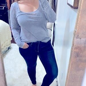 MAURICES grey long sleeve top size large new with tags